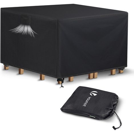 VOUNOT Garden Furniture Covers 135x135x73cm Waterproof Patio Set Cover Black (1/5)
