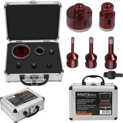 Set di seghe a tazza diamantate Kraft&Dele, 6 pezzi, 6-68 mm, M14 (1/5)