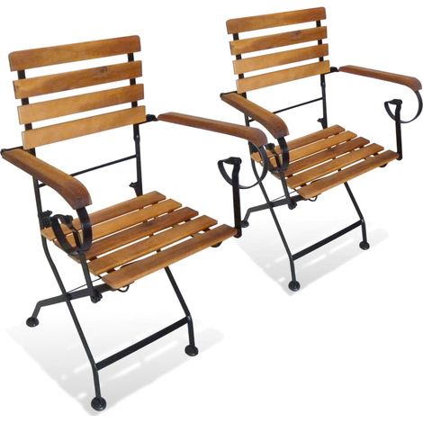 Folding Chair Set of 2 Brown and Black vidaXL