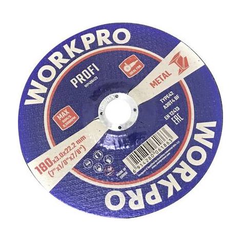 Disco de corte WorkPro wp406423 metal 180 mm 10 unidades