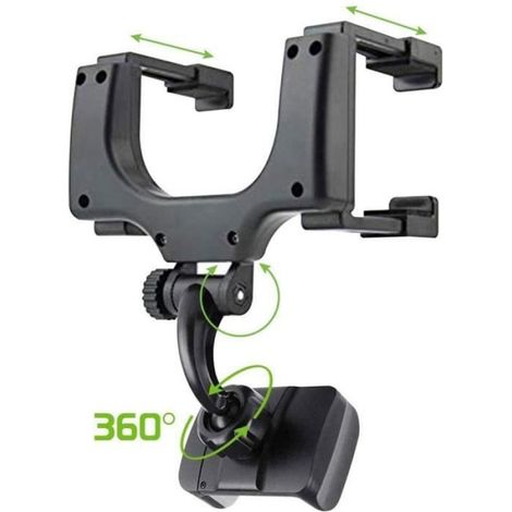 Support Téléphone Rétroviseur Voiture - Rotation 360° - Compatible Smartphone 3 à 5,5 Pouces - Fixation Universelle Sans Outil - 1 Pièce (1/4)