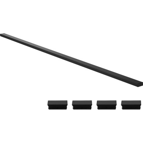 Mophorn Main courante de garde-corps balcon, 198 cm, rampe d'escalier rectangulaire en acier inoxydable, avec embouts, finition noire mate, adaptée aux couloirs, escaliers intérieurs et extérieurs (1/5)