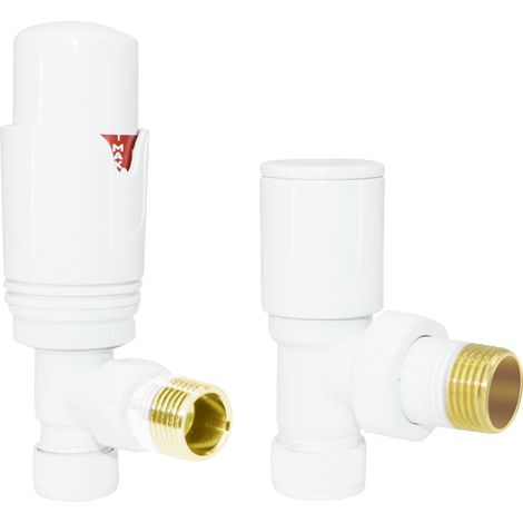 Warmehaus Thermostatic Radiator Valves 15mm TRV Angled White