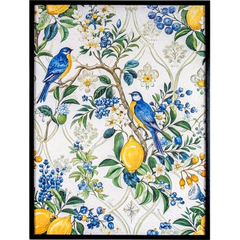 Stampa su tela Uccelli e limoni  Stile naturale, decorazione floreale