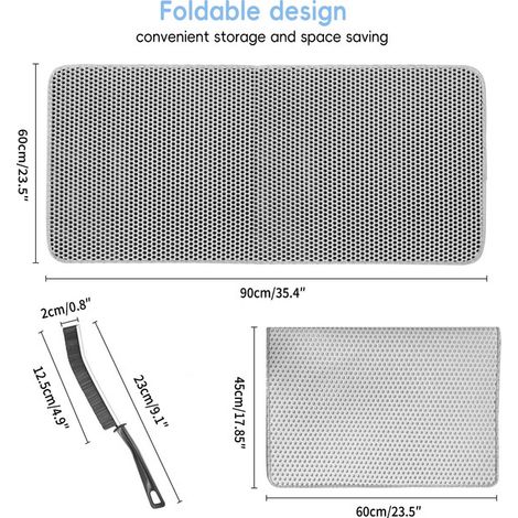 Tapis de Litière pour Chat Double Couche Imperméable Tapis Trappeur de Litière Nid d'Abeille Antidérapant Lavable Pliable avec Brosse de Nettoyage (1/5)