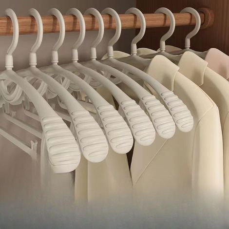 Lot de 6 cintres en plastique à larges épaules, antidérapants, pour dortoir, balcon, rangement à domicile, étendoir à vêtements (1/5)