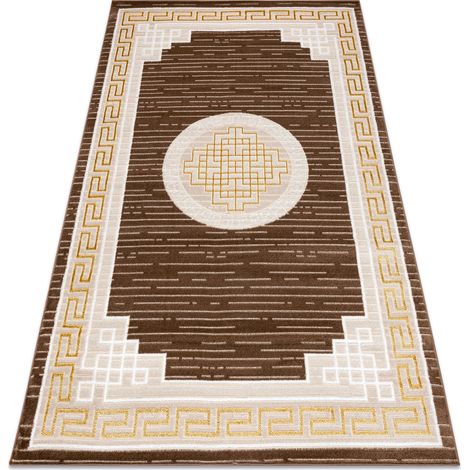 Modern MEFE Teppich  9096 Rahmen, griechischer Schlüssel - Strukturell zwei Ebenen aus Vlies beige / braun beige 140x190 cm