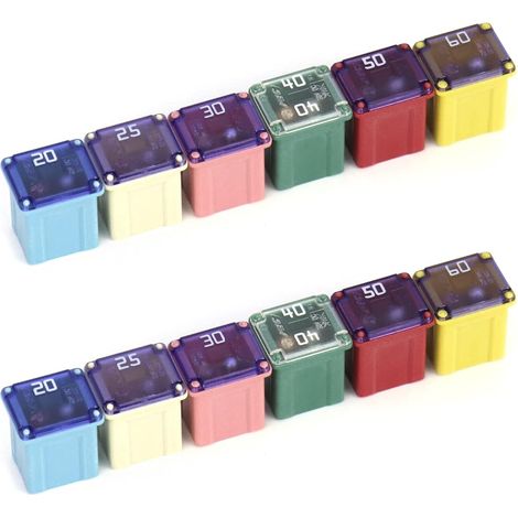 12 pcs Automotive Low Profile Case Jcase Fuse for Trucks, Cars and SUVs, Boats, 2 pcs each 20A/25A/30A/40A/50A/60A