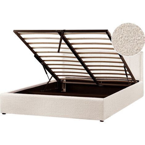 Bett mit Stauraum Bouclé MONTLAUR 160 x 200 cm Beige