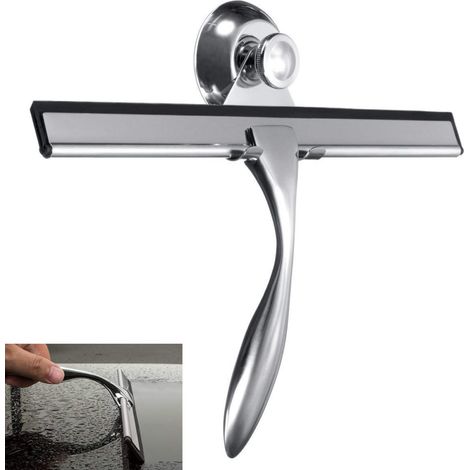 Raclette - 25 cm - Lame En Caoutchouc - Corps En Acier Inoxydable - Support À Ventouse - Pour Salle De Bain Cuisine Vitres Miroirs Carrelage - 1 Pièce (1/5)