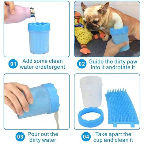 Nettoyeur de pattes pour chiens et chats, en silicone, idéal pour le toilettage des pattes boueuses (L, bleu) (1/4)