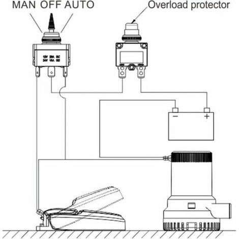 Interrupteur à flotteur pour pompe de cale - - 20A max - Compatible 12v, 24v, 32v DC - Active à 51 mm (1/4)