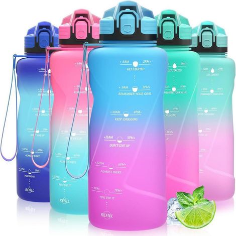 Trinkflasche Kinder Auslaufsicher BPAfrei Tritan 1l 2000 ml Blau-lila (1/5)