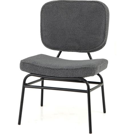 Poltrona accent in tessuto sherpa 55 x 56 x 87 cm comfort ergonomico stile moderno in metallo grigio 200012074