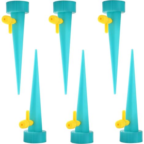 6 selbstbewässernde Spitzen, einstellbare Pflanzenbewässerungsspitzen mit langsamer Steuerventilschalter, geeignet für Innen- und Außengartenpflanzen (Blau) (1/5)