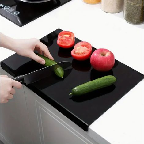 2er-Pack Acryl-Schneidebretter, geeignet für Küchenarbeitsplatten, rutschfeste Kanten, können auf Arbeitsplatten platziert werden, schwarze und transparente Schneidematten für Obst und Gemüse (1/5)