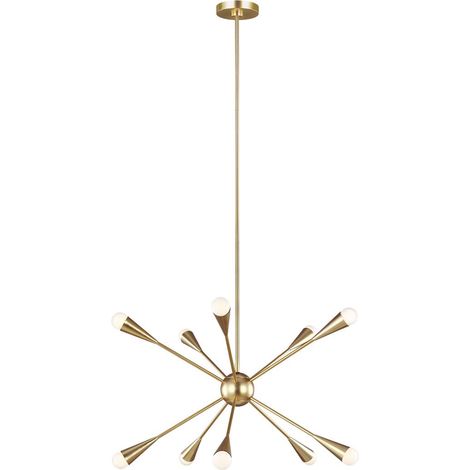 Lampadario Industrial Jax Acciaio Ottone Brunito 10 Luci G9 3 Ledw 3000K 3200Lm (1/5)