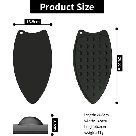 Accessorio per ferro da stiro - Supporto per ferro da stiro, base in silicone, tappetino per ferro da stiro con foro per appendere, per isolamento termico contro le scottature (nero)