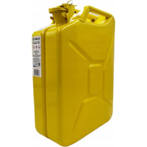 Bidón metálico de 20 litros para combustible, color amarillo. (1/3)