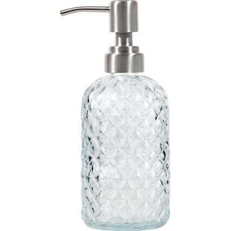 1 - Distributeur de savon - Verre transparent - Pompe acier inoxydable 304 - Pour cuisine et salle de bain - Transparent - 18,5x7,1cm (1/4)