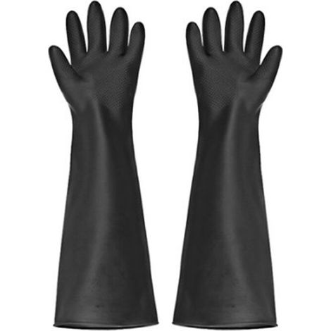 Qg830MvxW9V3 1 Pair Extra Long Chemical Resistant Gloves - Industrial Rubber - Black - Size XL (1/5)