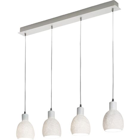 Suspension Marina Moderne En Métal Et Céramique Blanche, 4 Lumières E27, Structure Élégante Pour Éclairage Intérieur 960 X 85 Mm