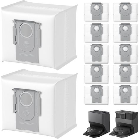 12 Sacs Poussière 3L Roborock Q7 Q10 Q5 S8+ S7 Auto Vider Station Aspirateur Jetable Rechange (1/5)