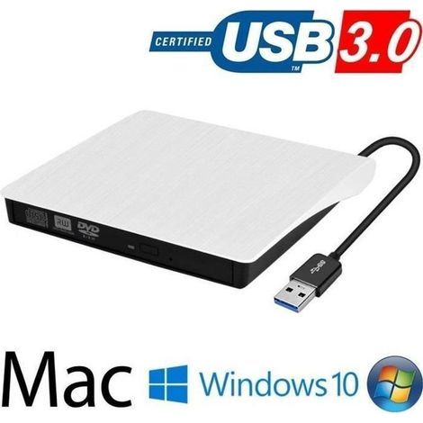 Externer DVD-Brenner – ARTELYS – Ultraschlank – USB 3.0 – Weiß (1/4)
