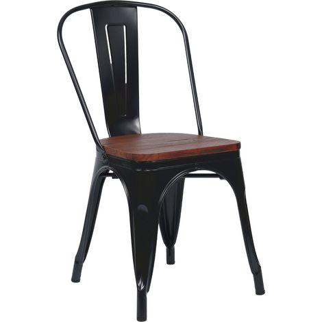 Sedia impilabile industriale 7house in acciaio e legno, 45x45x85 cm