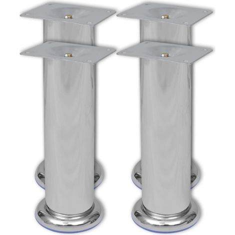 4 x Möbelfuß Sofafuß Sockelfuß Chrom rund 180 mm