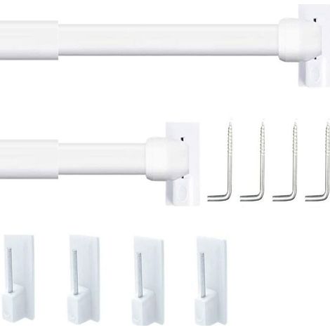 2 Pièce Tringle a Rideaux Extensible Sans Percage Réglable Barre a Rideaux Sans Percage pour Maison et de Crochets Rideau Adhésive (1/4)