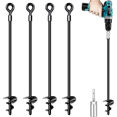 Kit d'ancrage de trampoline de 61 cm – Ancrages au sol robustes pour tente, tonnelle, abri de jardin, abri d'auto et protection contre le vent (1/5)