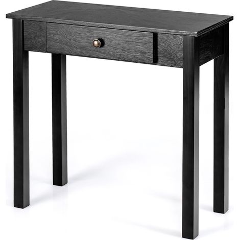 Consola multifuncional 71 x 30 x 71 cm con práctico cajón y diseño retro en MDF negro 200013825