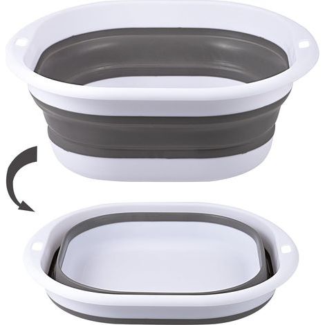 Lavabo Pliable de 2,7 L - Bol Portable pour Camping, Cuisine, Maison - Bac de Lavage Peu Encombrant (Gris) (1/5)