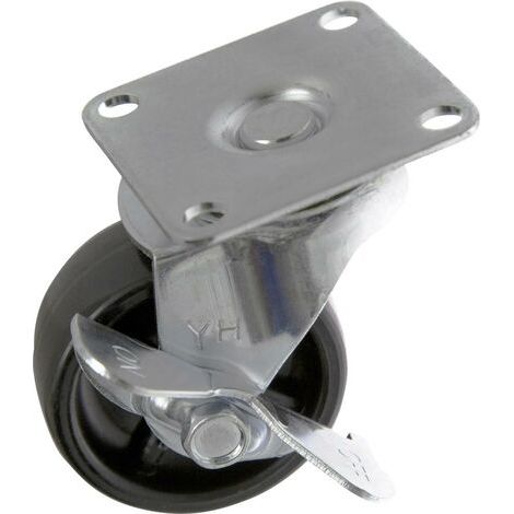 TOOLCRAFT TO-5137896 Roulette pivotante PP 50 mm, avec système de blocage et plaque de fixation Capa (1/4)