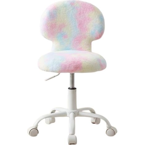 Wahson Sedia Scrivania Bambina in Pelliccia, Sedia Girevole Regolabile in Altezza con Gambe in Metallo per Studio e Cameretta, Rosa