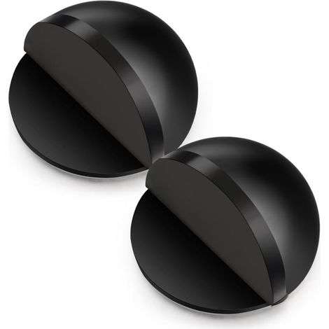 Fermaporta semicircolare in acciaio inox con cuscinetto in gomma, non necessita di foratura - nero (set da 4) (1/4)