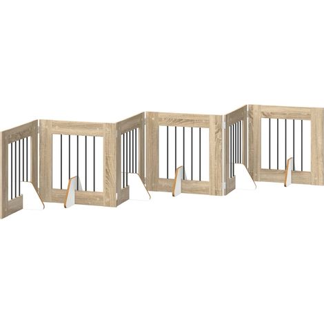 Foldable Dog Gate with Stands 6 pcs Sonoma Oak 362 cm vidaXL