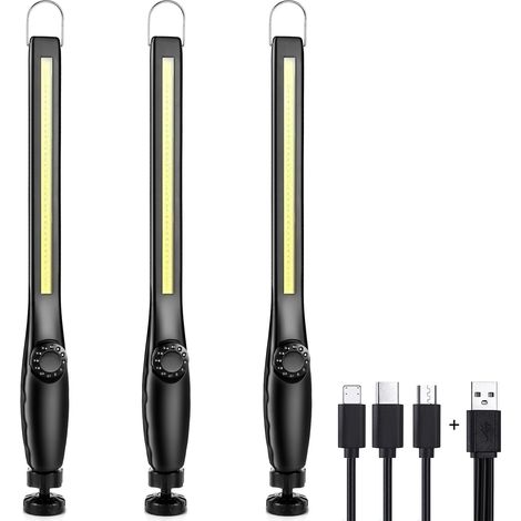 LED Work Light for Mechanics, Workshop/Construction Site Lamp, Rechargeable Magnetic Garage Light, Powerful Portable Rechargeable LED Work Light [3 Pieces] [Energy Class A+++] (1/5)