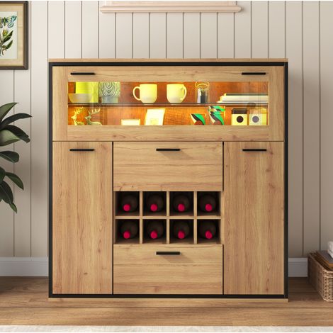mobile credenza vino 110 cm LED vetro naturale casa OKMYHOME (1/5)