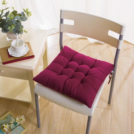 Coussin De Siege Carré - Tissu Velours Doux - Pour Chaise De Salle À Manger Bureau Patio Extérieur - Rouge Pastèque - Lot De 2 (1/3)
