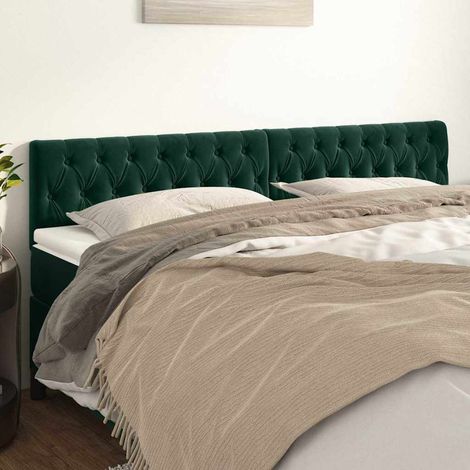 vidaXL Cabeceros terciopelo verde oscuro 180x7x78/88 cm (1/5)
