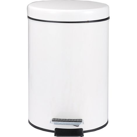 Poubelle à Pédale Pour Salle de Bain, Capacité 3L, Mini Poubelle Ronde Blanc (1/5)