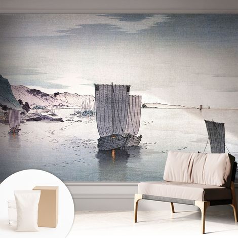 Papier peint intissé mural avec imprimé pour décoration pour salon pour chambre à coucher pour entrée Scène maritime 312x219 cm (1/5)
