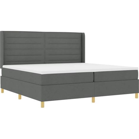 Maison Exclusive - Lit à ressorts avec matelas avec LED Gris 200 x 200 cm tissu (1/5)