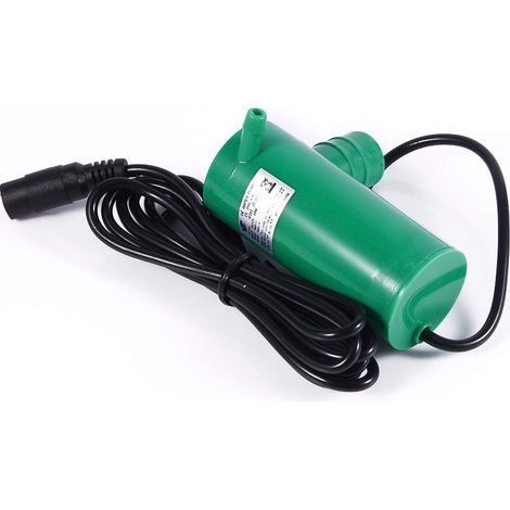 Pompa sommergibile per acqua 12V CC – Prevalenza massima 9 m – Portata 500 l/h – per lavaggio pavimenti, laghetti da giardino – verde