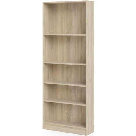 libreria larga con 4 ripiani tinta quercia - 79x26.7x204 cm (1/4)