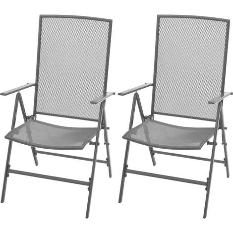 Chaises empilables de jardin-Chaise de terrasse-Chaise d'extérieur lot de 2 Acier Gris 950255 (1/5)