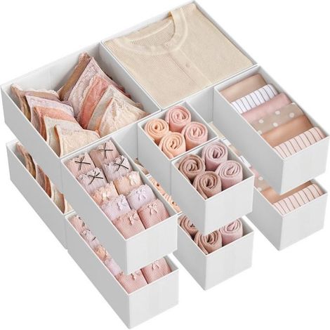 BelleRise - Lot de 12 organisateurs de tiroir — Boîtes de rangement pliables en tissu pour tiroirs de dressing (1/4)