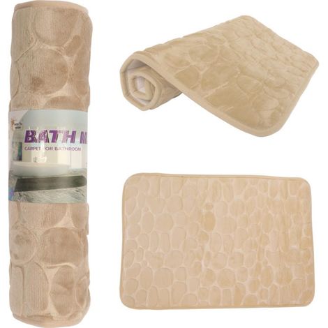 Tappeto da bagno antiscivolo in microfibra beige, 45x70 cm (1/3)